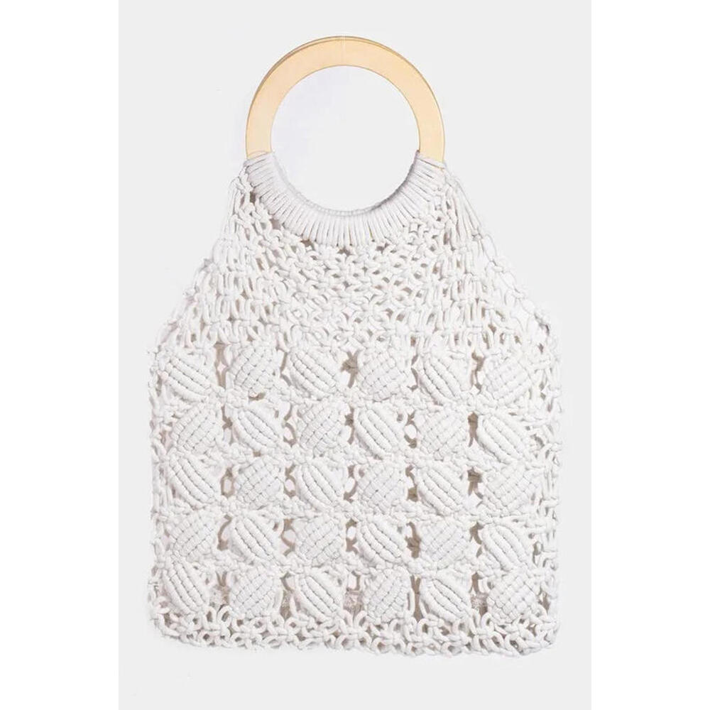 Fame Boho Braided Wooden Top Handle Bag